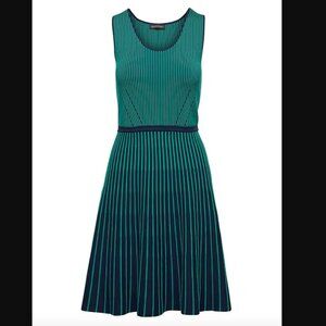 Banana Republic Green & Blue Petite Stripe-Knit Fit-and-Flare Dress. Size XS.